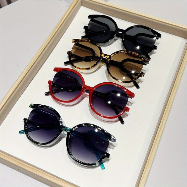 Y2K Retro Futuristic Round Fashion Glasses - Large Frame, Lightweight Plastic Frames - Unisex Vintage 90s Inspired Eyewear for Men & Women - Casual, Party, Everyday Outfits - Available in Black, Brown, Red, Green, Blue, Teal, Fashion Eye Glasses, Party Ac