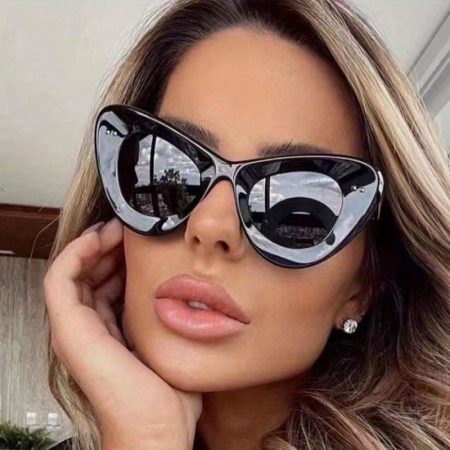 European and American trendy new cat eye retro large frame rice nail ins anti blue light glasses